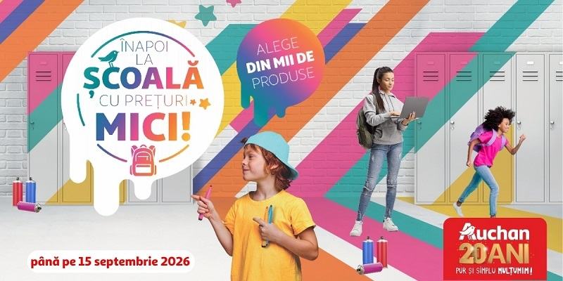 Back to School la Auchan: peste 2.000 de articole pentru scoala la preturi mici, colectii in tendinte si o campanie cu reduceri la rechizite
